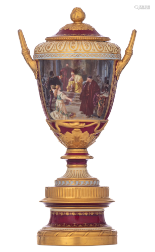 A fine Vienna porcelain vase, the roundels depicting