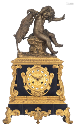 A Napoleon III mantle clock with on top Baccanic