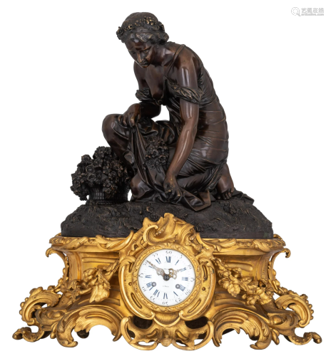 An imposing gilt and patinated bronze Rococo style
