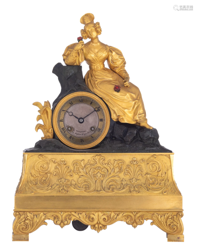 A gilt and patinated bronze Romanticism Louis-Philippe