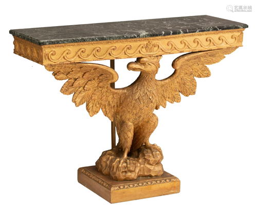 An exceptional eagle console table, in the manner of