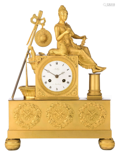 A fine French Charles X ormolu mantle clock, 'Mathey,