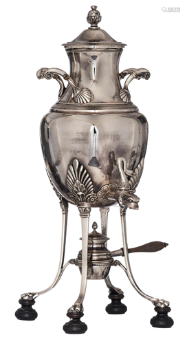 A French 19thC silver Empire style bouilloire (tea