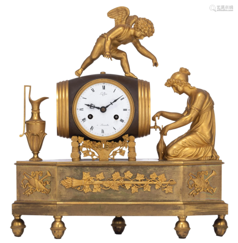 A very fine Empire mantle clock, marked 'Leclerc Ã