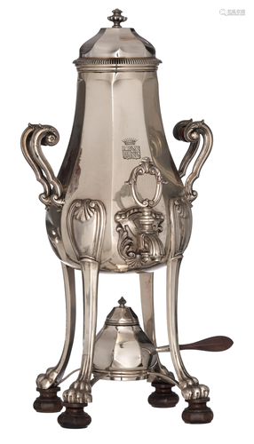 A French - Paris 19thC RÃ©gence silver tea urn, maker's