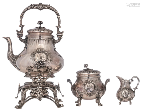 A three-part French silver tea set, makerÂ´s mark