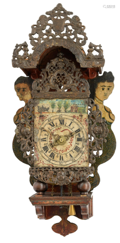A polychrome painted Frisian wall clock (a so-called