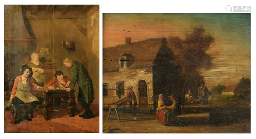 Two paintings of tavern scenes in the manner of