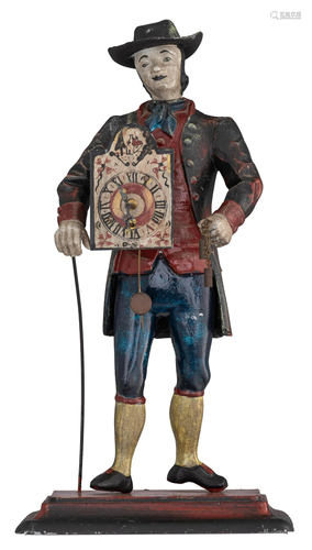 A charming German pedlar figural clock, H 38 cmâ€¦