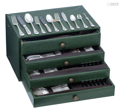 A complete silver-plated flatware set by Christofle,