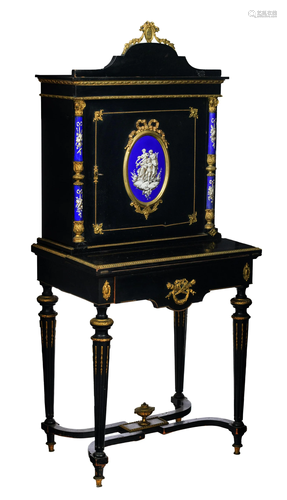 A Neoclassical Napoleon III ebonised bonheur-du-jour,