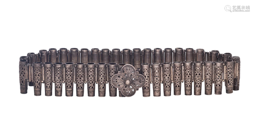 A silver Russian Cossacks ammo belt for a colt Berdan