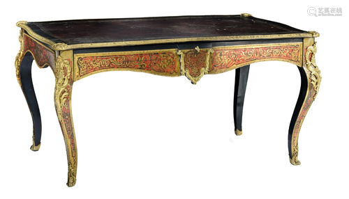 A large Napoleon III Boulle marquetry 'bureau plat', H