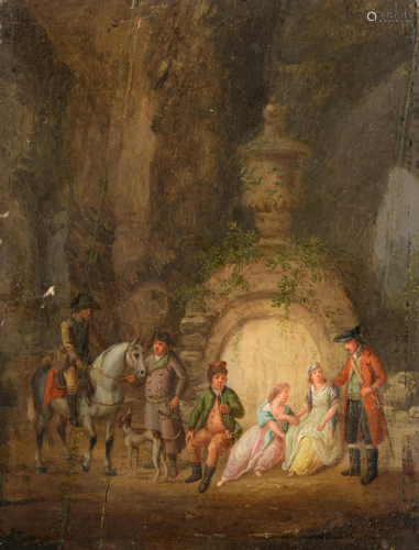 A company resting in the park, late 18thC, 12,5 x 16,3