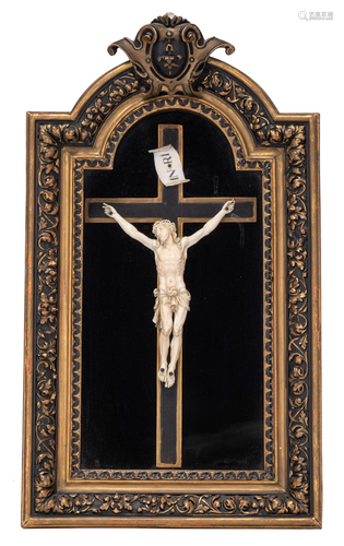 A Baroque ivory Corpus Christi, 17thC, H 22 - W 15