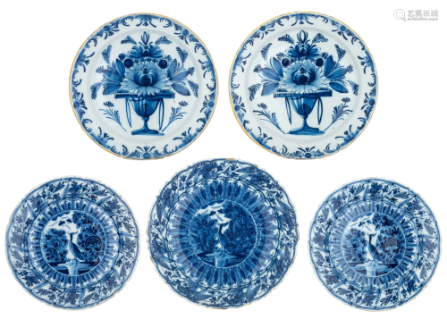 A collection of blue and white Dutch Delftware, 18thC,