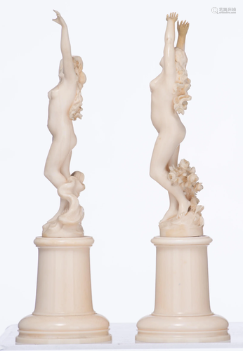 Two late 19thC Paris ivory dancing female nude