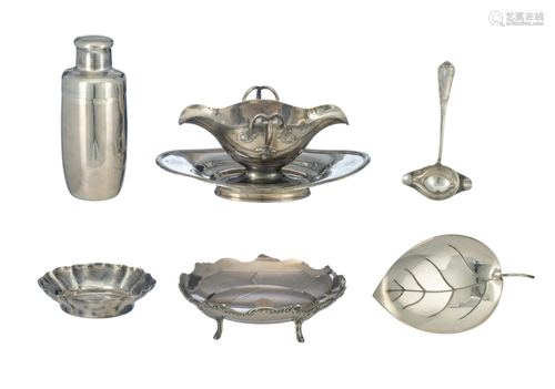 Various French and Belgian silver tableware, total