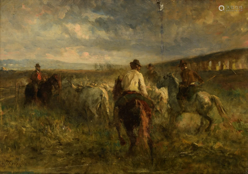 Otto Karl Kasimir von Thoren, herding the cows, 19thC,