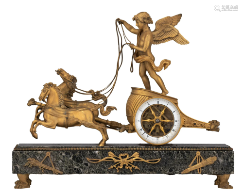 A Neoclassical mantle clock with Cupid's chariot, H 46