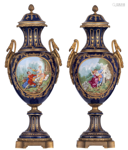 A large pair of covered bleu royale ground SÃ¨vres
