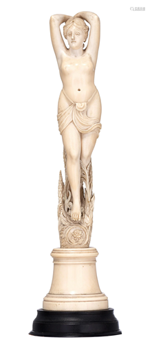 A 19thC Dieppe or Paris ivory standing female nude