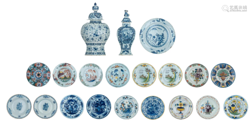 A large collection of Dutch Delftware dishes and