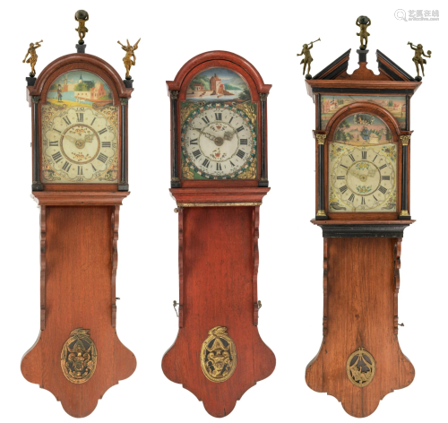 A collection of three Frisian wall clocks, 19thC, H