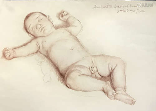 徐悲鴻 近現代 熟睡的嬰兒 紙本 素描