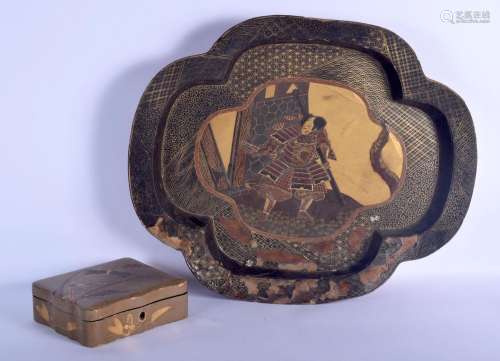 A VERY LARGE 19TH CENTURY JAPANESE MEIJI PERIOD BLACK LACQUE...