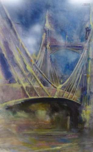 Tony Porter, watercolour, Albert Bridge - February, signed, ...