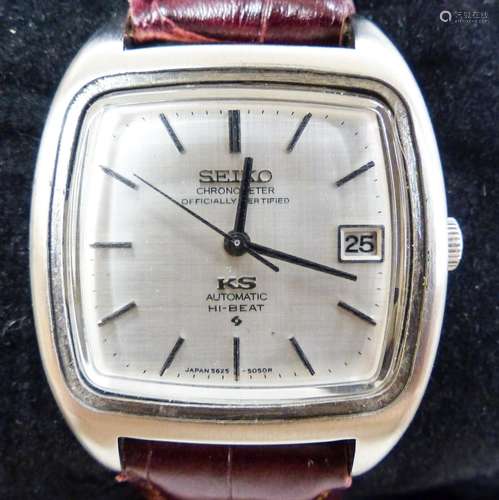 A gentleman's 1970's stainless steel King Seiko Hi-Beat chro...