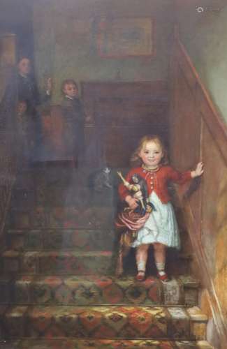 § Charles West Cope (1811-1890)Children on a staircaseOil on...