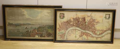 Two coloured engraved maps and views - ‘’New map of the City...