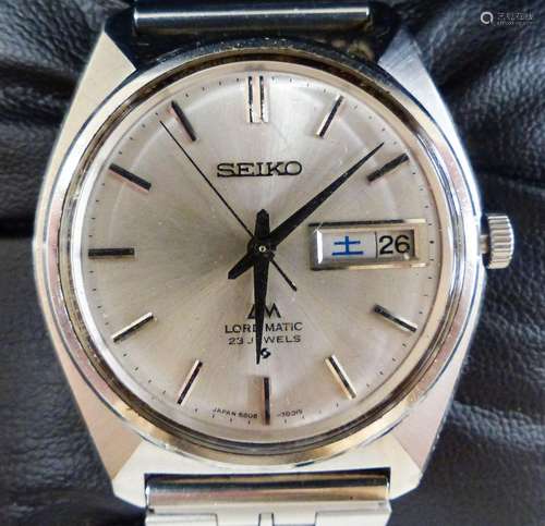 A gentleman's 1980's stainless steel Seiko Lord Matic day da...