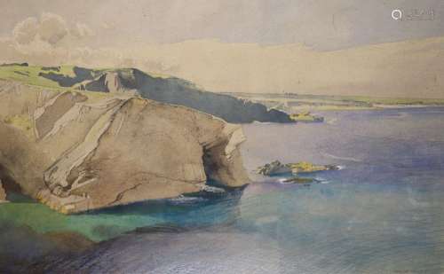 Charles Knight R.W.S; R.O.I (1901-1995), watercolour, Cliffs...