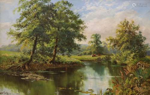Walter Wallor Caffyn (1845-1898), oil on canvas, River lands...