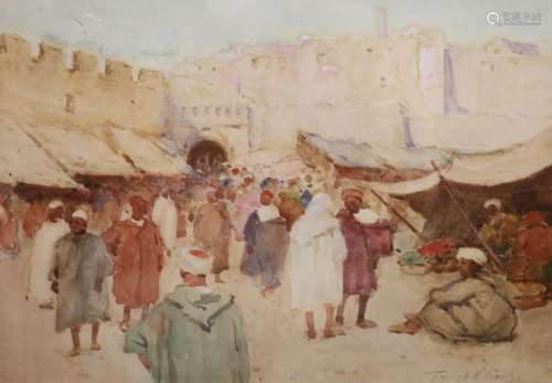 Terrick Williams (1860-1936), watercolour, Arab market scene...