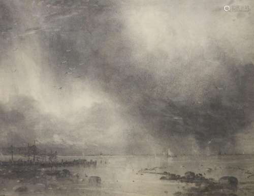 George Sheffield (1839-1892), pastel on paper, Coastal scene...