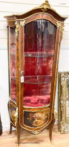 A Louis XV style kingwood bombe vitrine, with Vernis Martin ...