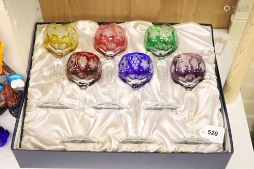 A set of six harlequin 'Chelsea Crystal' engraved hock glass...