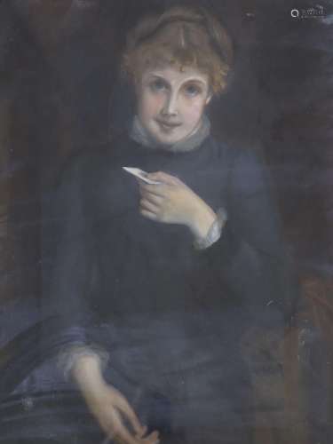 English School c.1900, pastel, Half length portrait of a lad...