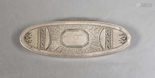 A George III engraved silver oval toothpick case, Birmingham...