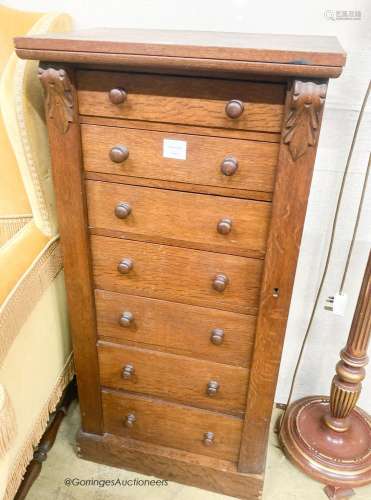 A Victorian oak Wellington chest, width 51cm, depth 35cm, he...