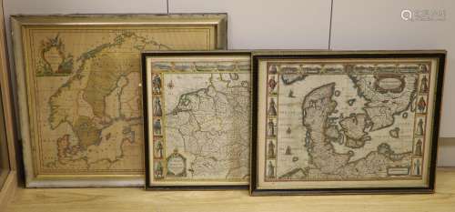 Three coloured engraved maps - ‘’Carte de Norwege & Suede’’,...