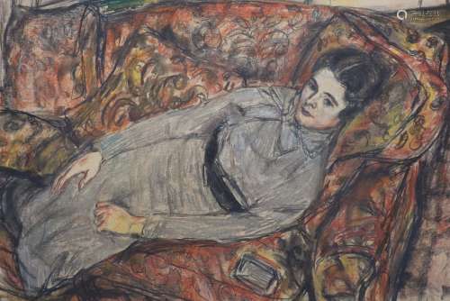 After Ruskin Spear (1911-1990)Woman reclining on a setteePas...