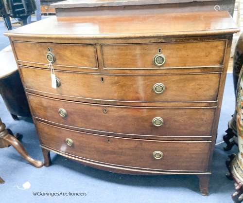 A Regency mahogany bowfront chest, width 108cm, depth 52cm, ...