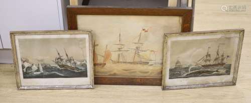 F.Ommanney (19th C), watercolour, Naive shipping scene, sign...