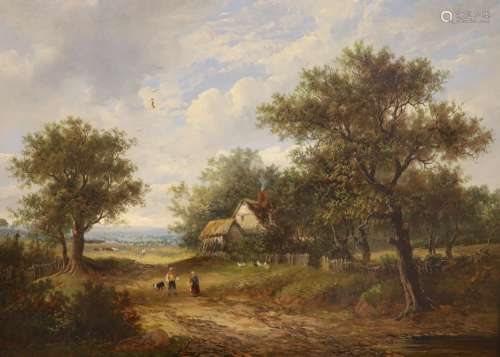 Attributed to Joseph Thors, oil on canvas, figures on a lane...