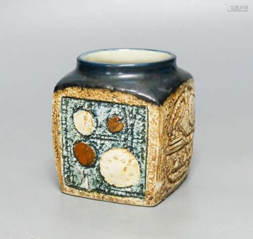 A Troika cube pot, monogram for Linda Hazel9cm